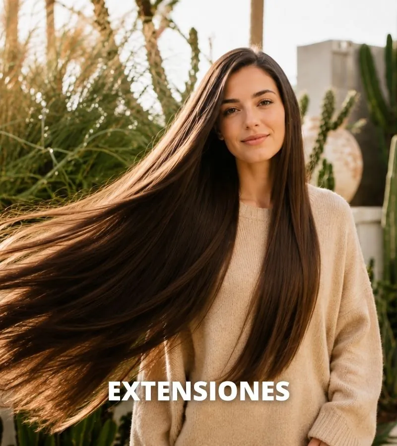 Melena larga con extensiones de cabello natural de EXTENSIONmania