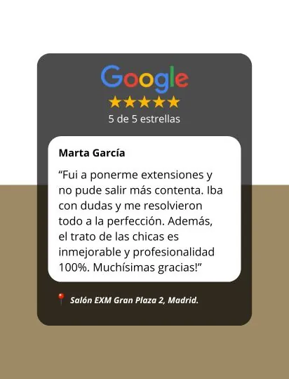 Reseña de Google de un cliente de EXTENSIONmania