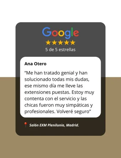 Reseña de Google de un cliente de EXTENSIONmania
