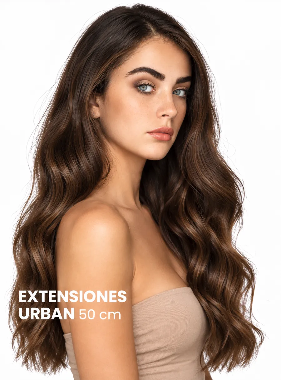 Extensión de cabello natural de 50 cm con sistema microring