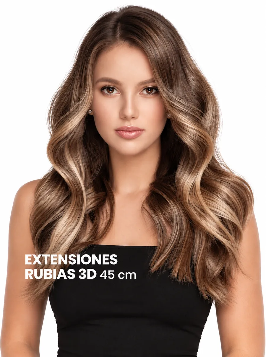 Extensiones de cabello natural rubias con efecto 3D